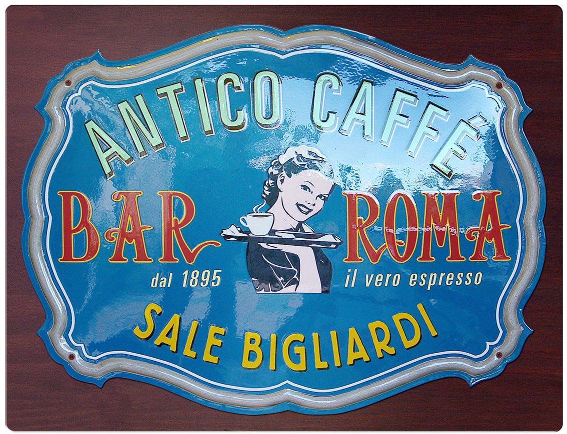 Targa Vintage Antico Caffé Bar Roma dell'Accademia delle Insegne Antiche  - #RomaCreArtigiana - lo show & shop